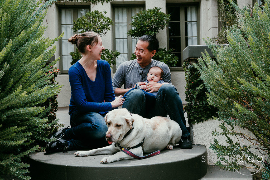 Family photo with dog, Los Angeles, CA