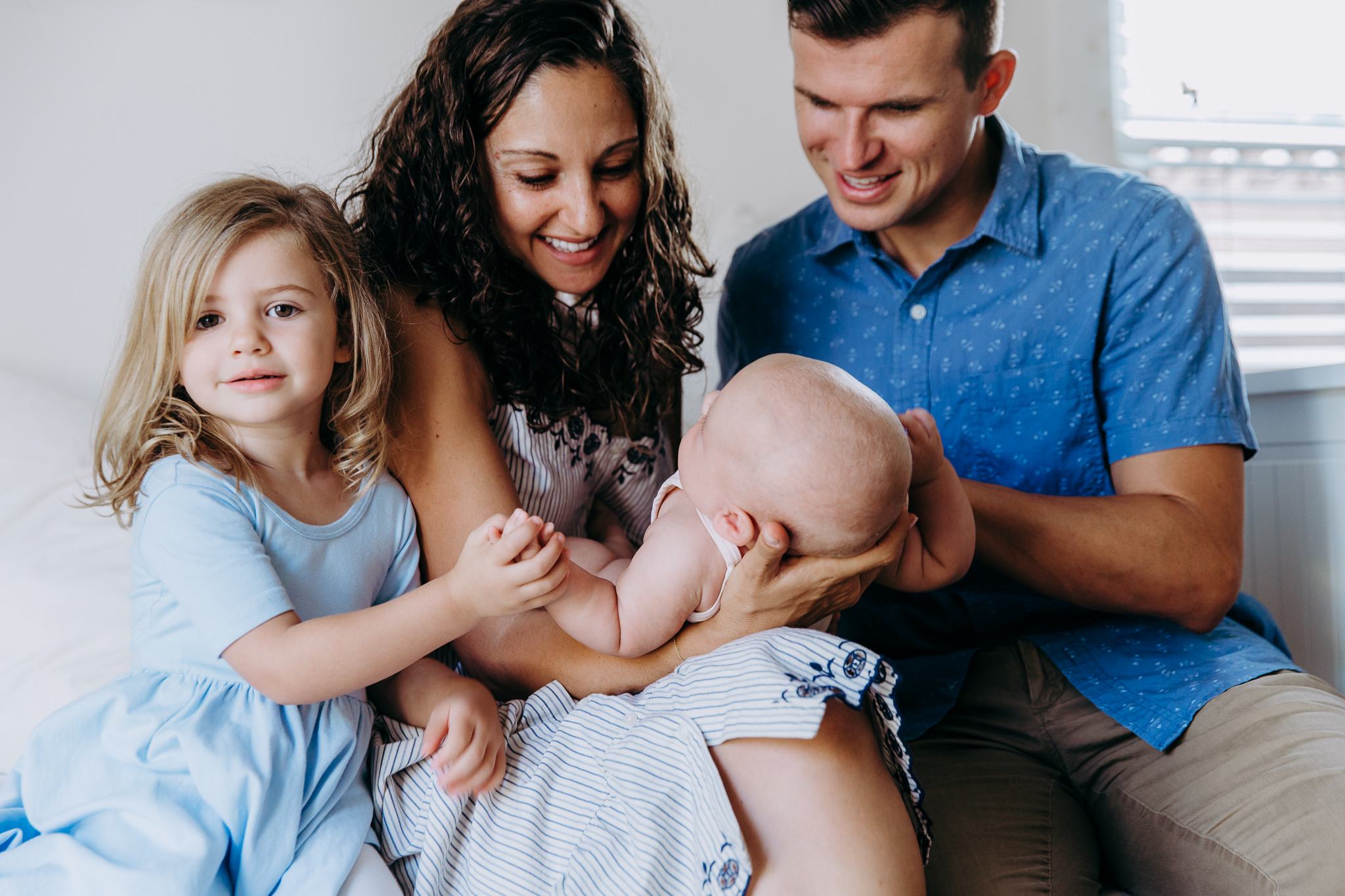 Family photograph - mom and dad with little girl holding her baby sister's hand - Atwater Village, CA