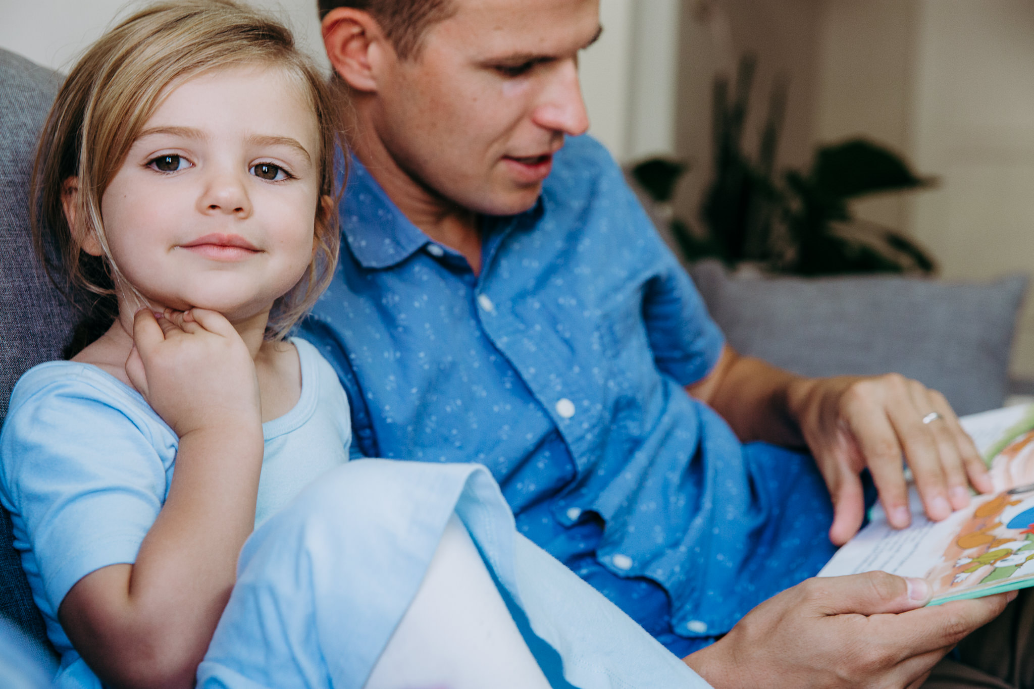 little girl and her dad at home - Atwater Village, CA