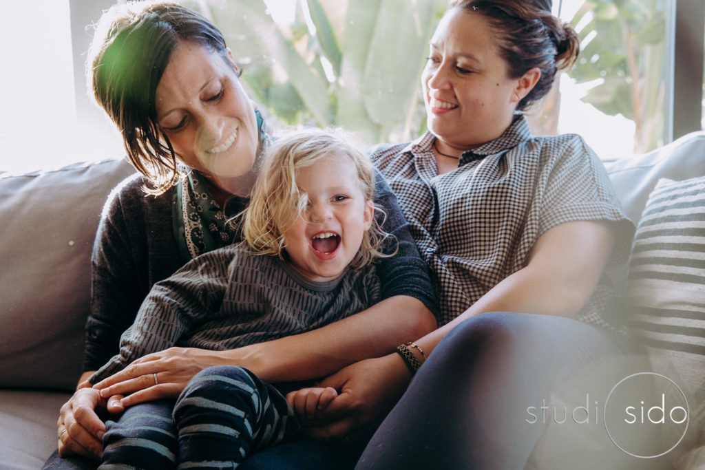 Smiling, laughing family photograph