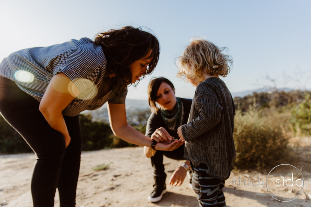 Family outside in Mt Washington, Los Angeles, CA