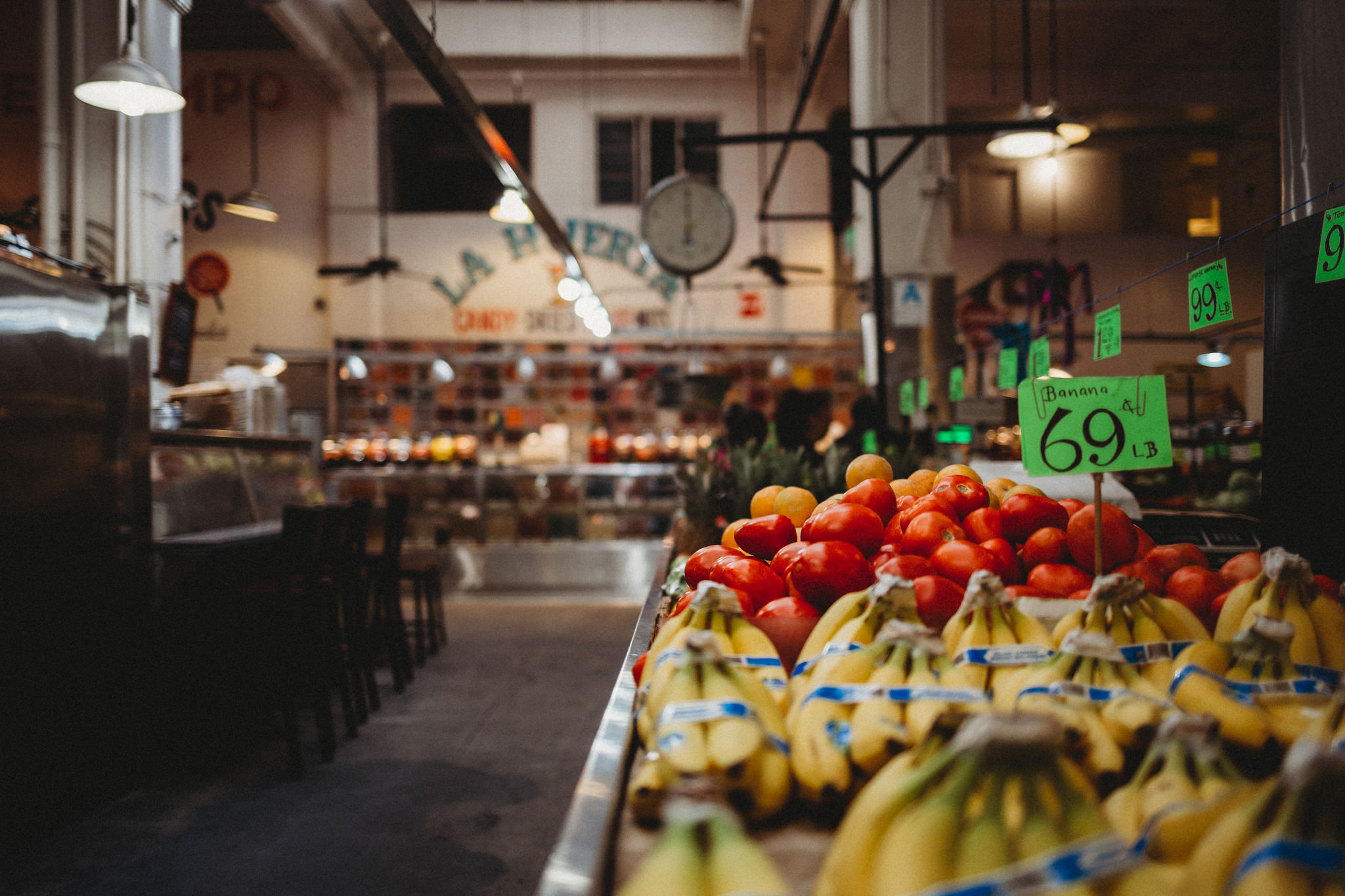 Fruits and vegetables at the Grand Central Market in downtown Los Angeles