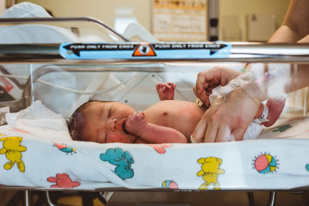 A newborn baby in the hospital