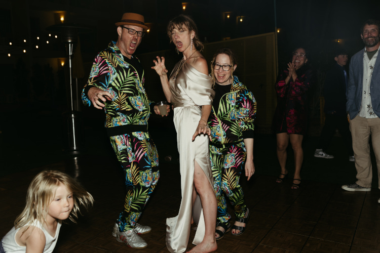 Bride dancing with guests at a Palm Springs Wedding